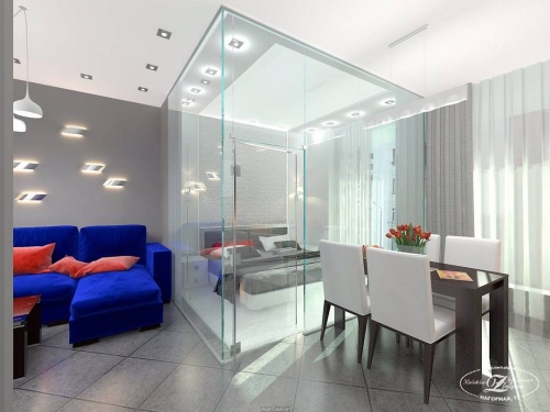 цельностеклянное ограждение для спальни